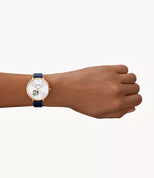 Anita Automatic Blue Leather Watch