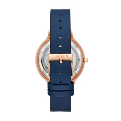 Anita Automatic Blue Leather Watch SKW3083 Skagen