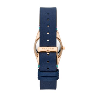 Grenen Lille Solar Halo Ocean Blue Leather Watch SKW3085 - Skagen