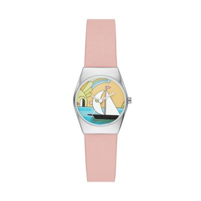 Skagen x Jeremyville Grenen Lille Limited Edition Three-Hand Pink Leather  Watch