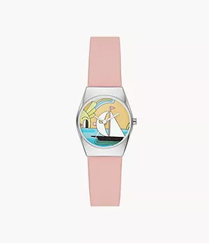 Skagen x Jeremyville Grenen Lille Limited Edition Three-Hand Pink Leather Watch