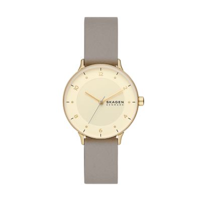 Riis Three-Hand Greystone Leather Watch