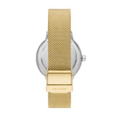 Riis Three-Hand Gold-Tone Stainless Steel Mesh Watch - SKW3092