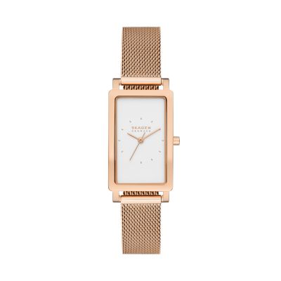 Square Rose Gold Stainless Steel Women's Watch With Mesh Band Manufacturer,  Custom Design
