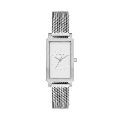 Skagen Women’s Hagen Three-Hand Stainless Steel Mesh Tank Watch