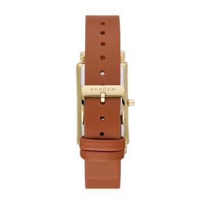 Hagen Three-Hand Brown Leather Tank Watch SKW3097 - Skagen