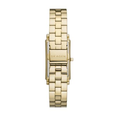 Hagen Three-Hand Gold Stainless Steel Rectangular Watch SKW3098