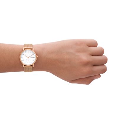 Kuppel Lille Two-Hand Sub-Second Rose Gold Stainless Steel Mesh 