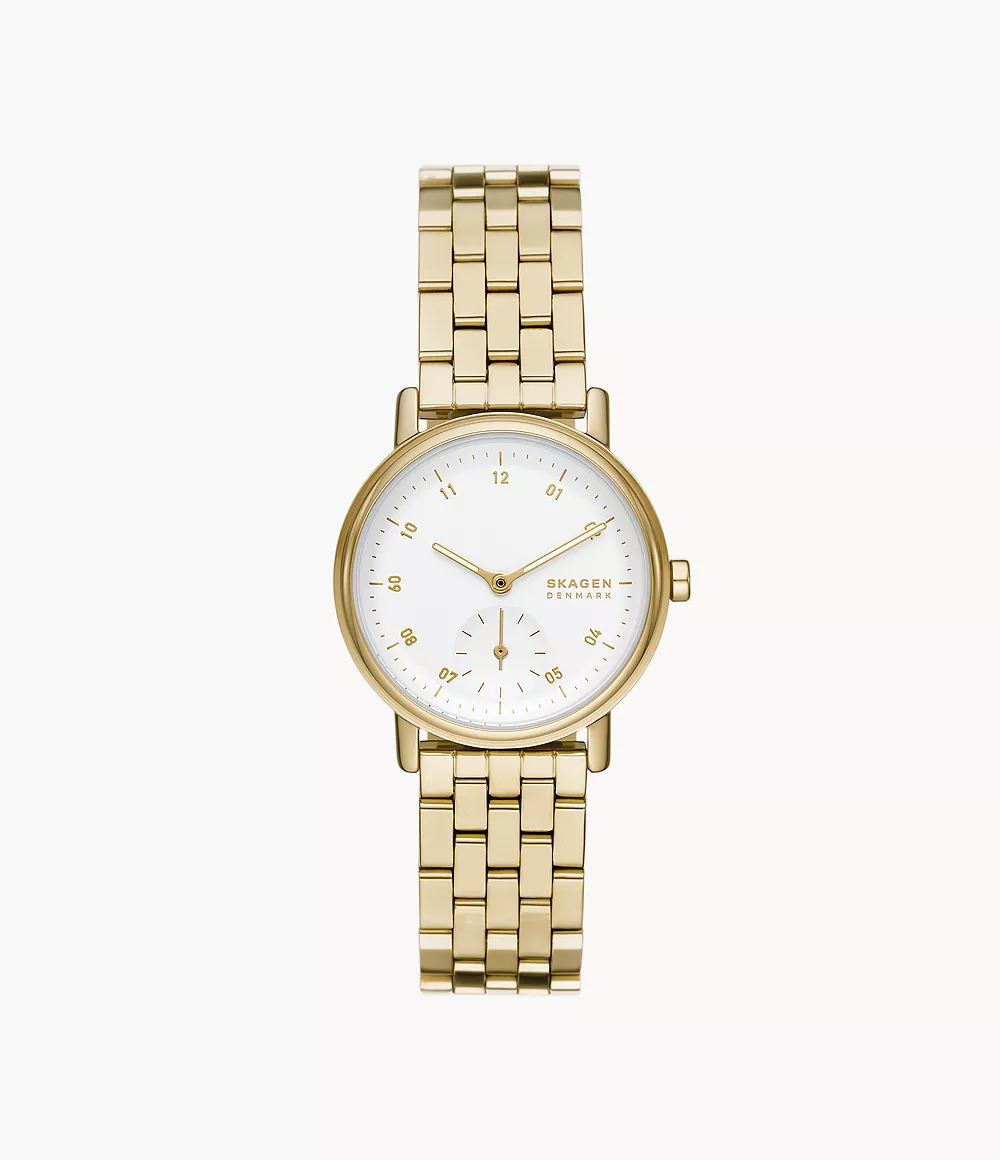 Skagen Women’s Kuppel Lille Two-Hand Sub-Second Gold Stainless Steel Mesh Watch