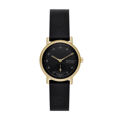 Kuppel Lille Two-Hand Sub-Second Black Leather Watch SKW3114 - Skagen