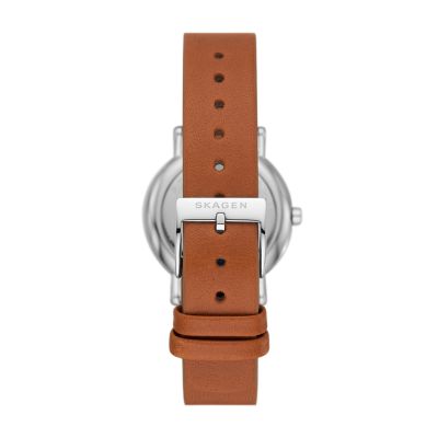 Skagen signatur store tan leather watch