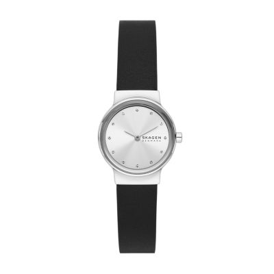 Freja Lille Two-Hand Black Leather Watch