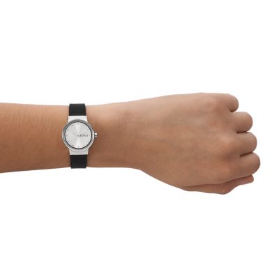 Freja Lille Two-Hand Black Leather Watch SKW3119 - Skagen