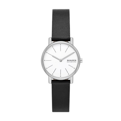 Photos - Wrist Watch Skagen Women's Signatur Lille Two-Hand Black Leather Watch SKW3120 