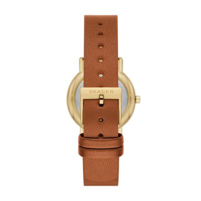 Skagen women's leather clearance watch