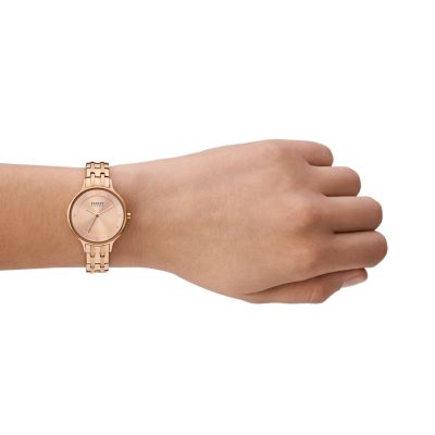 Anita Lille Three-Hand Rose Gold Stainless Steel Bracelet Watch
