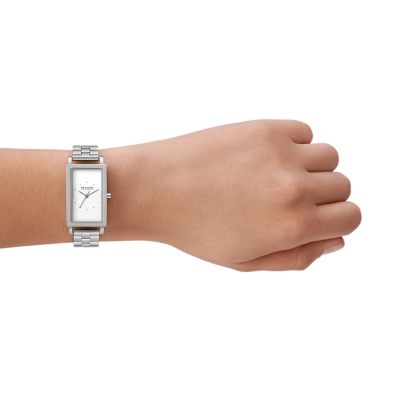 Hagen Lille Three-Hand Silver Stainless Steel Bracelet Watch