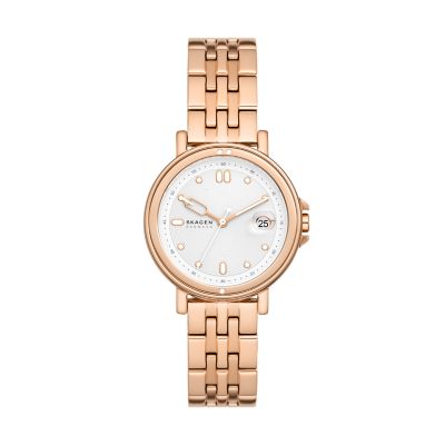 Skagen Women’s Signatur Lille Sport Three-Hand Date Rose Gold Stainless Steel Bracelet Watch