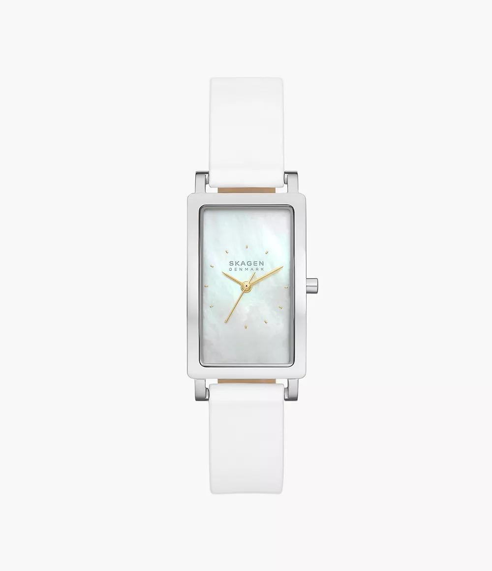 Skagen Unisex Hagen Three-Hand White Leather Watch
