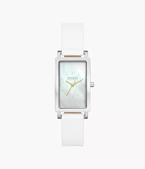 Hagen Three-Hand White Leather Watch