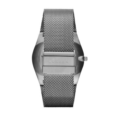 MELBYE TITANIUM チャコール スチールメッシュ デイデイトウォッチ SKW6007 - Skagen