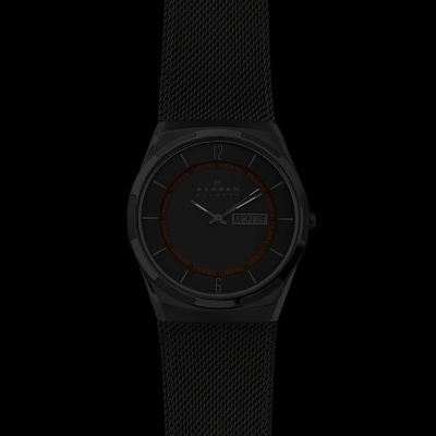 MELBYE TITANIUM チャコール スチールメッシュ デイデイトウォッチ SKW6007 - Skagen