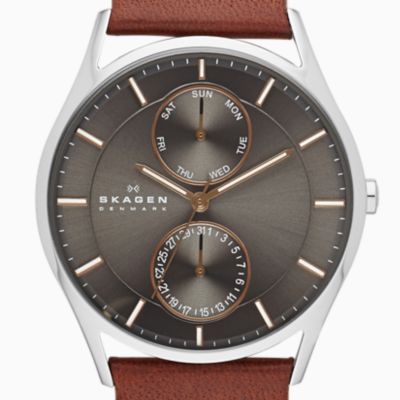 Holst Multifunction Medium Brown Leather Watch
