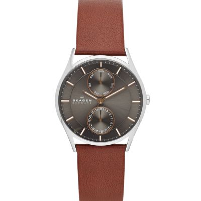 Holst Multifunction Medium Brown Leather Watch