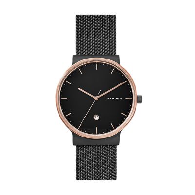 ANCHER ミッドナイト スチールメッシュウォッチ SKW6296 - Skagen