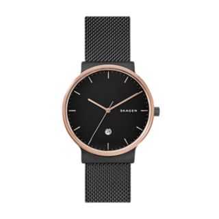 Ancher Black Steel-Mesh Watch
