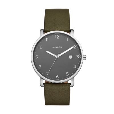 Hagen Three Hand Medium Brown Leather Watch SKW7603 Skagen