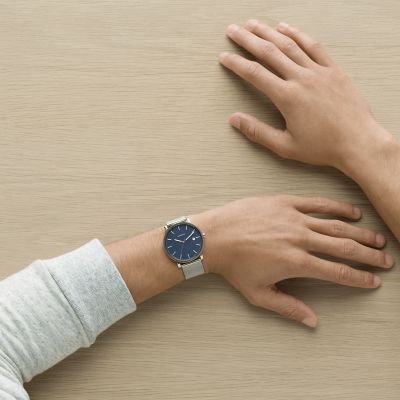 Skagen hagen blue 2024 steel mesh watch