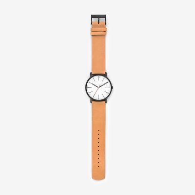 tan leather watch