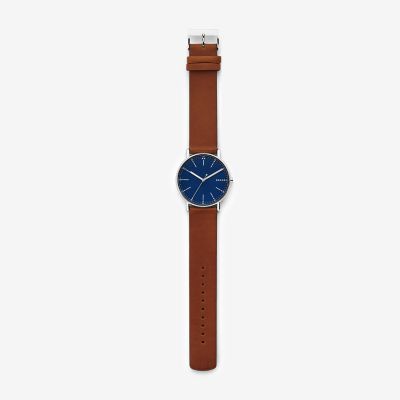 SKAGEN◆クォーツ腕時計/アナログ/レザー/NVY/CML/IGNATUR SKW6355