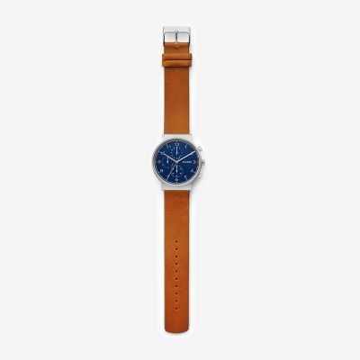 ANCHER ブラウンレザークロノグラフ SKW6358 - Skagen