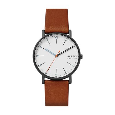 Signatur Three-Hand Medium Brown Leather Watch SKW6578 - Skagen