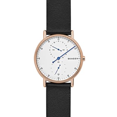 SIGNATUR ONE-HAND ブラック レザーウォッチ SKW6390 - Skagen