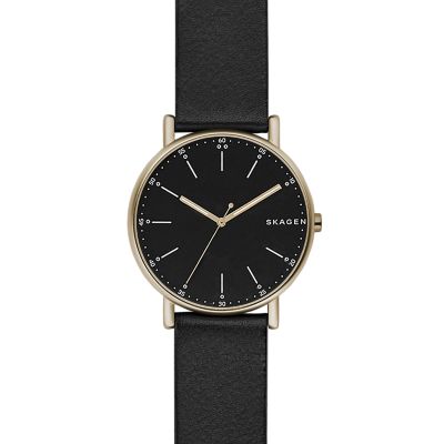 SINGATUR ブラックレザーウォッチ SKW6434 - Skagen