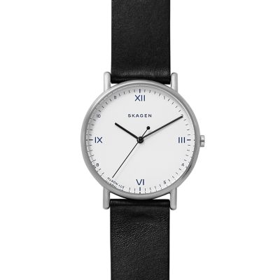 Signatur black 2025 leather watch skagen