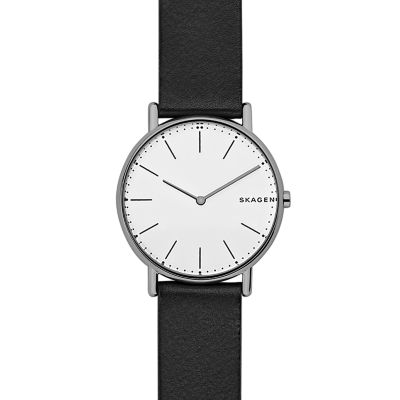 SIGNATUR SLIM チタン＆ブラックレザーウォッチ SKW6419 - Skagen