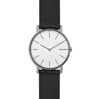 Signatur Slim Titanium and Black Leather Watch