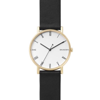 SINGATUR ブラックレザーウォッチ SKW6426 - Skagen