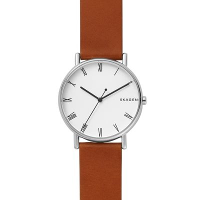 SIGNATUR ミディアムブラウン レザーウォッチ SKW6374 - Skagen