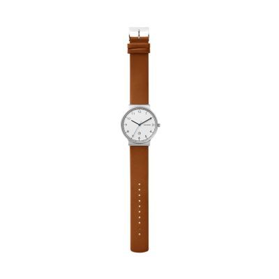 ancher cognac leather watch