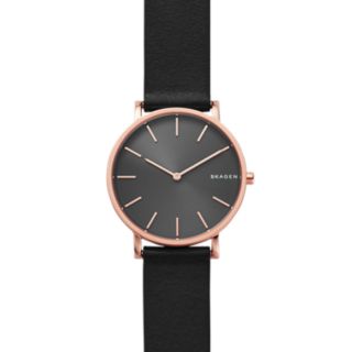 Hagen Slim Black Leather Watch