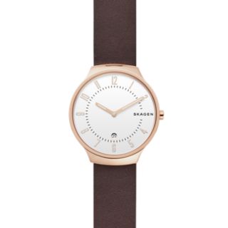 Grenen Dark Brown Leather Watch