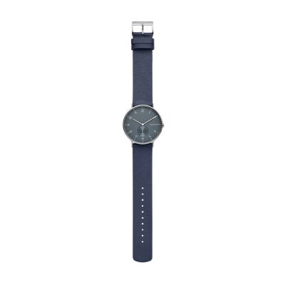 Aaren black and store gray reversible leather watch