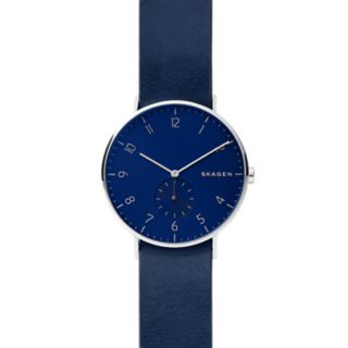 Aaren Blue and Dark Red Reversible Leather Watch