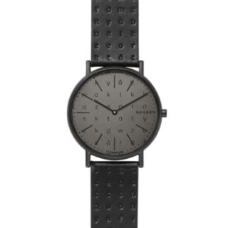 Signatur Slim Alphabet Black Leather Watch