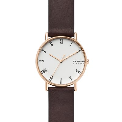 SIGNATUR ミディアムブラウンレザーウォッチ SKW6374 SKAGEN - 腕時計 ...